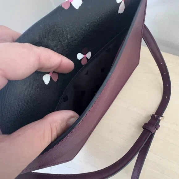 Kate Spade New York Cameron Dusk Buds Floral Crossbody – Burgundy/Black Multi - Picture 9 of 12